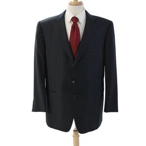 Ermenegildo Zegna Mens Dark Blue Wool Classic Suit Jacket Size 56